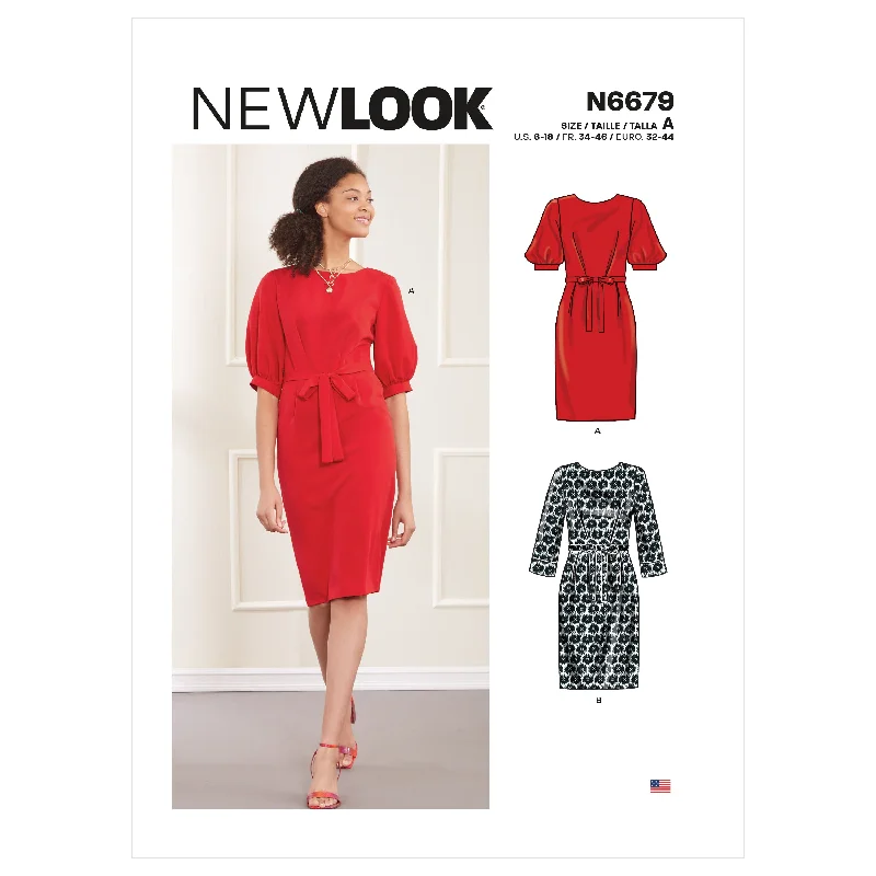 Newlook Pattern N6679 Misses' Knee Length Dress With Sleeve Variations Tunics Practical durable