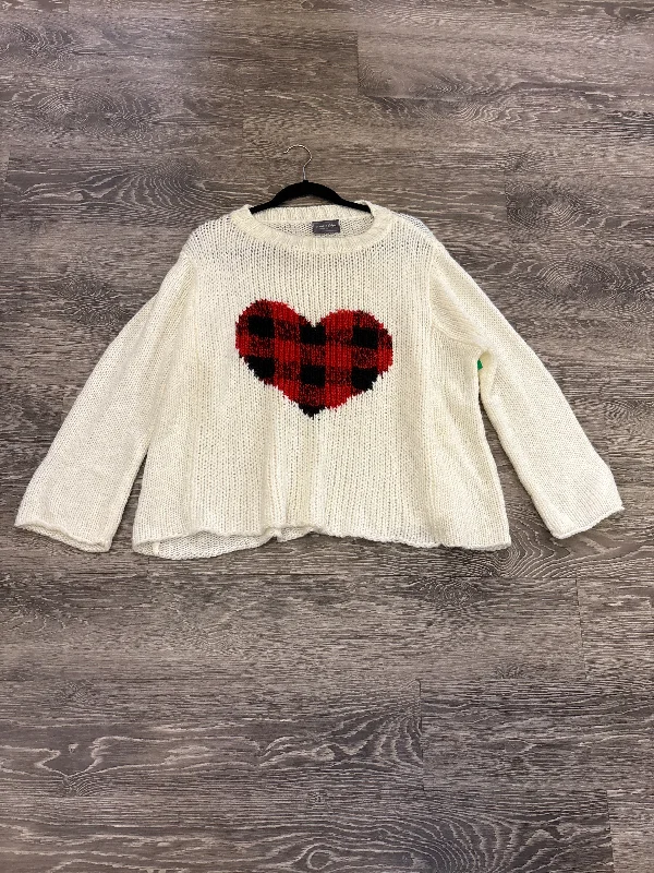 Wooden Ships Plaid Heart Center Sweater - s/m Terry Blend Velvet Blend Canvas Blend