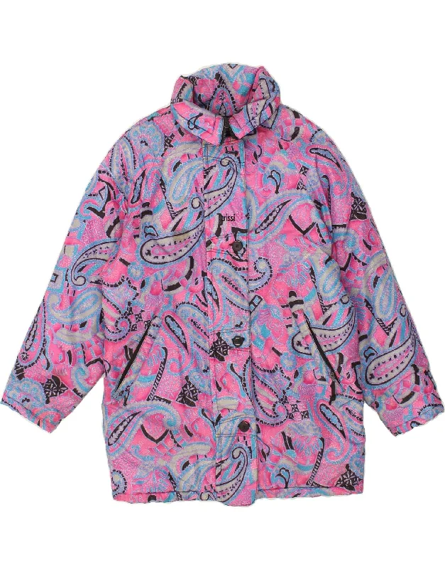 VINTAGE Womens Windbreaker Jacket UK 18 XL Pink Paisley Fleece Fabric Down Fabric Feather Fabric