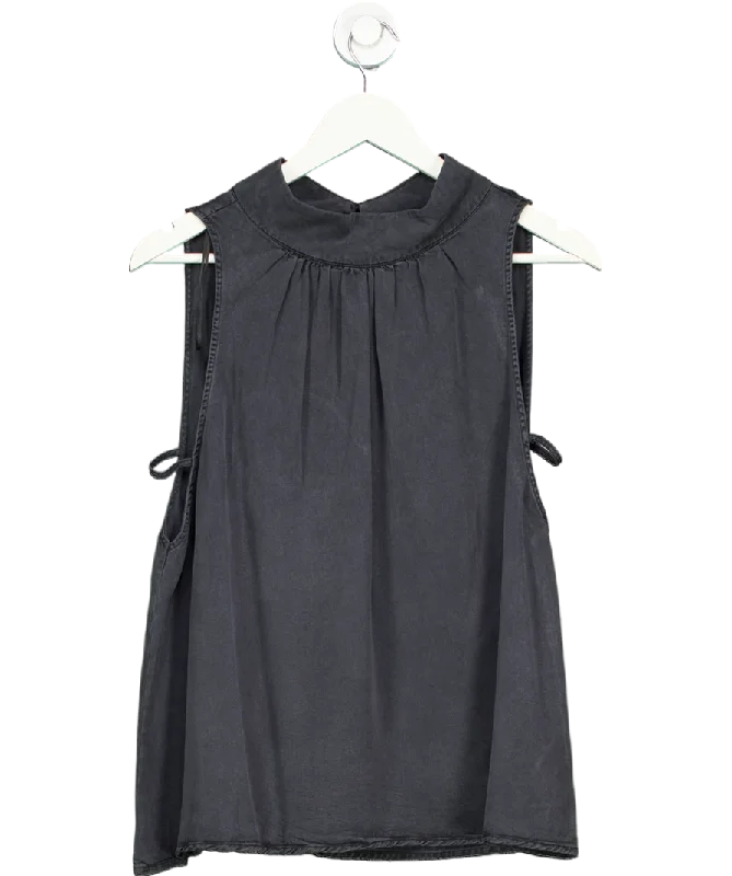 Free People Grey High Neck Cutout Tank Top UK M lemon yellow tank