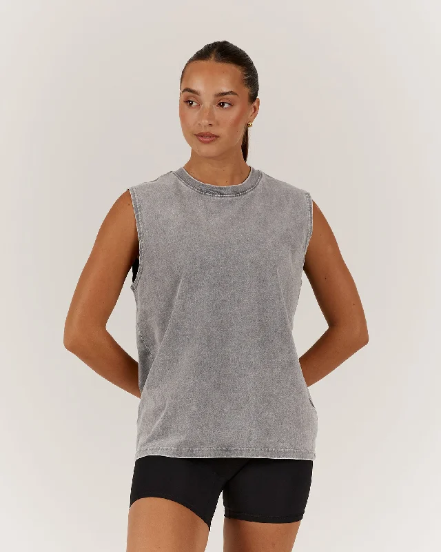 ESSENTIALS TANK - FADED GREY lounge tank top