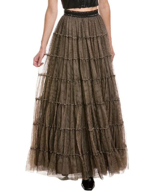 Alice + Olivia Darcy Tulle Maxi Skirt satin skirt smooth