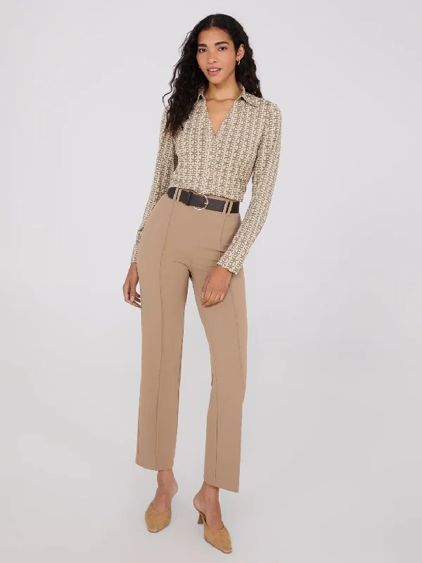 Belted Front Pintuck Pants Wide-Legged Palazzos