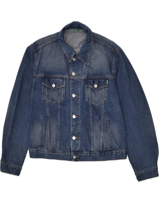 BENETTON Womens Denim Jacket UK 18 XL Blue Cotton Jacket Blazer Coat