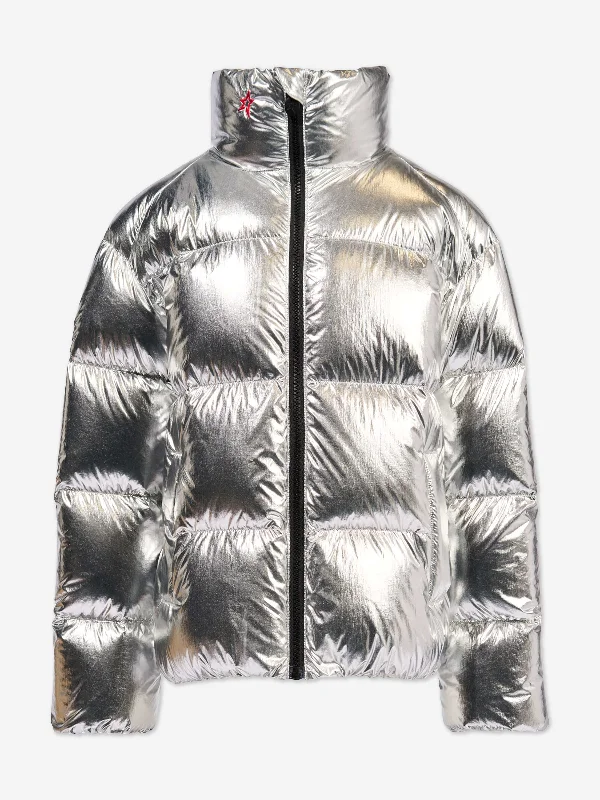 Perfect Moment Girls Nuuk Down Puffer Jacket in Silver Oversized Jacket Tailored Jacket Straight Jacket