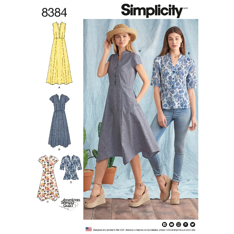 Simplicity Pattern 8384 Women’s Dress with Length Variations and Top sweetheart Neckline Romantic