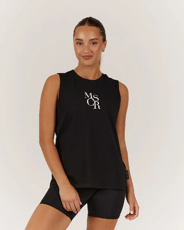 LOOSE TANK MSCR - BLACK fitness tank top