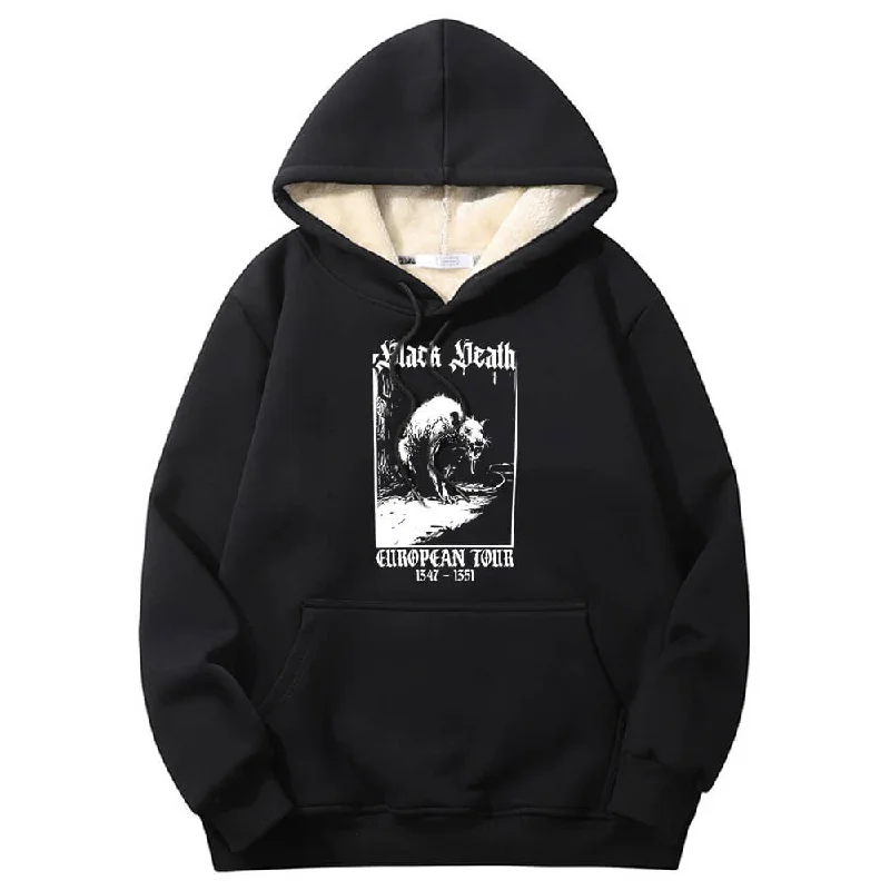 Multicolor Black Death Rat Warm Fleece Sherpa Lined Hoodie Hoodie with Snap Buttons Easy Quick