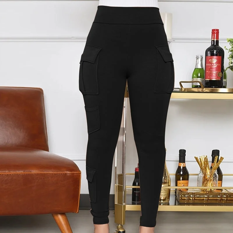 Women's Solid Color Pant L 360765 Formal Stretch Pants