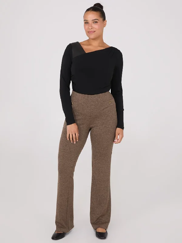 Flare Leg Melange Knit Pants Trendy Velvet Pants