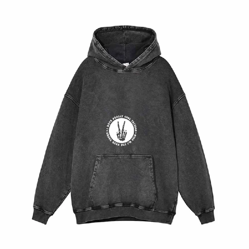 I Have Really Cool Tattoos Skull Yeah Gesture Hoodie Hoodie with Cropped Fit Short Trendy