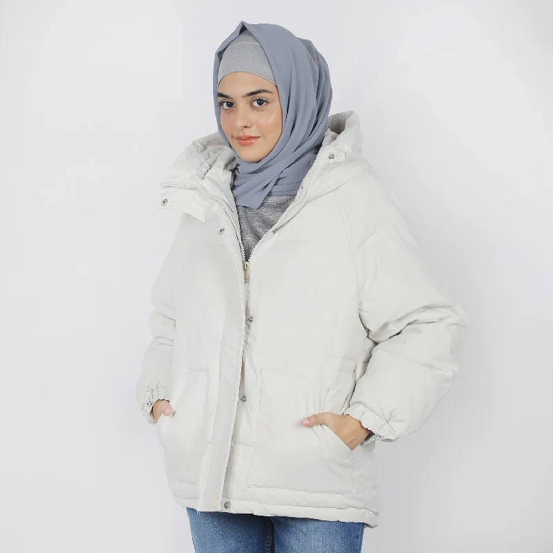 Women's Jacket - Off White Fitted Jacket Loose Jacket Oversized Jacket