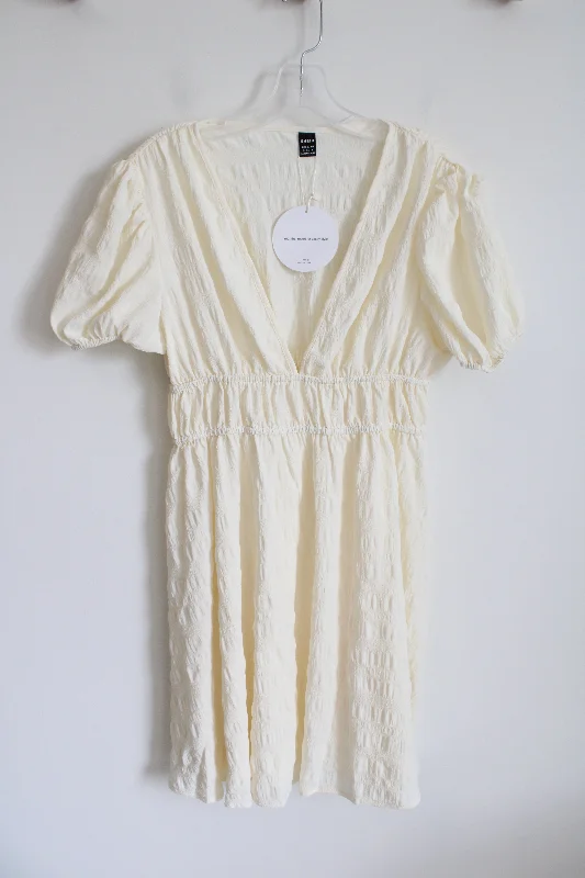 NEW Shein Vcay Cream Puff Sleeve Dress | S Tunics Trendy modern