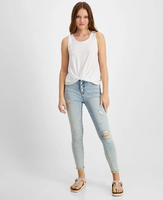 Hippie Rose Juniors' Twist-Front Tank Top cherry red tank