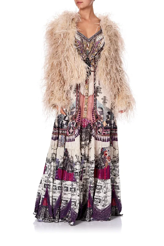 FEATHER JACKET VIOLET CITY One-Shoulder Jacket Off-the-Shoulder Jacket Asymmetrical Jacket