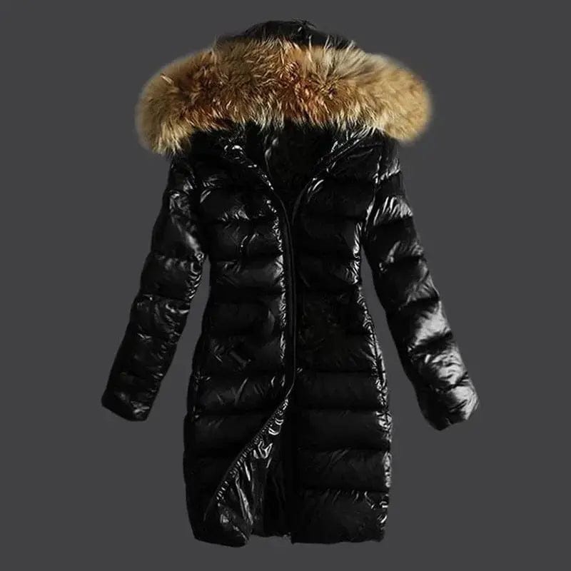 Women's Winter New Fashion Casual Slim Cotton Jacket Faux Fur Collar and Hooded  Warm Jacket Coat Hooded Pu Leather Zipper Zippered Jacket Buttoned Jacket Snapped Jacket