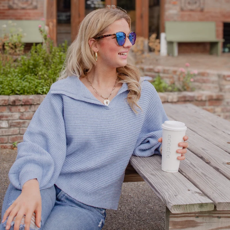 WOMEN'S COLLARED RIBBED SWEATER Layered Multi-layer Single Layer