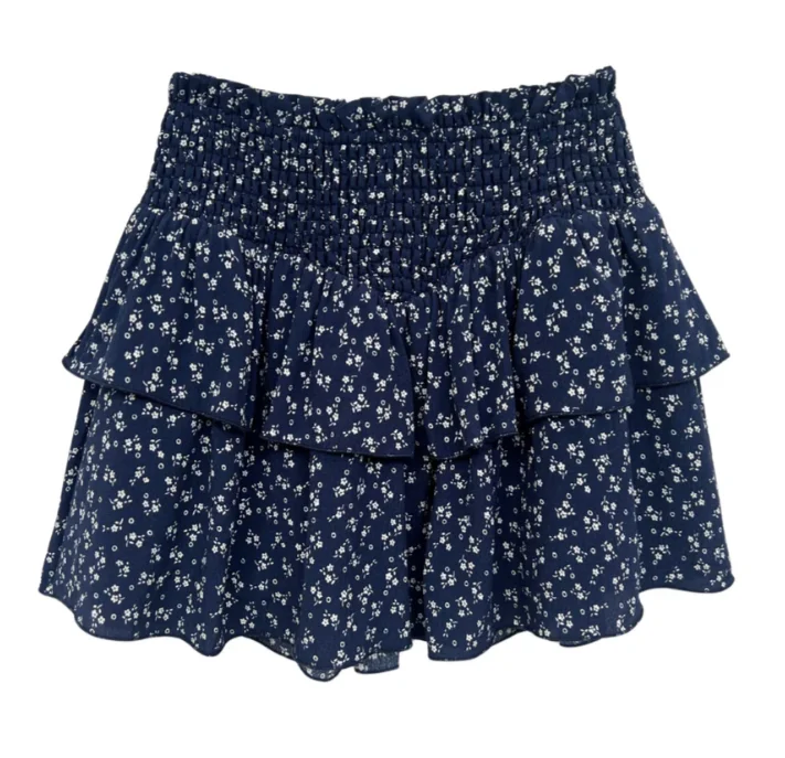 Brooke Skirt - Evening Blue Ditsy wool skirt sturdy