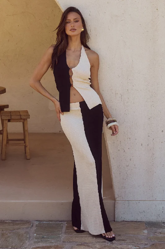 ELITA MAXI SKIRT - BLACK/LATTE athletic skirt fit