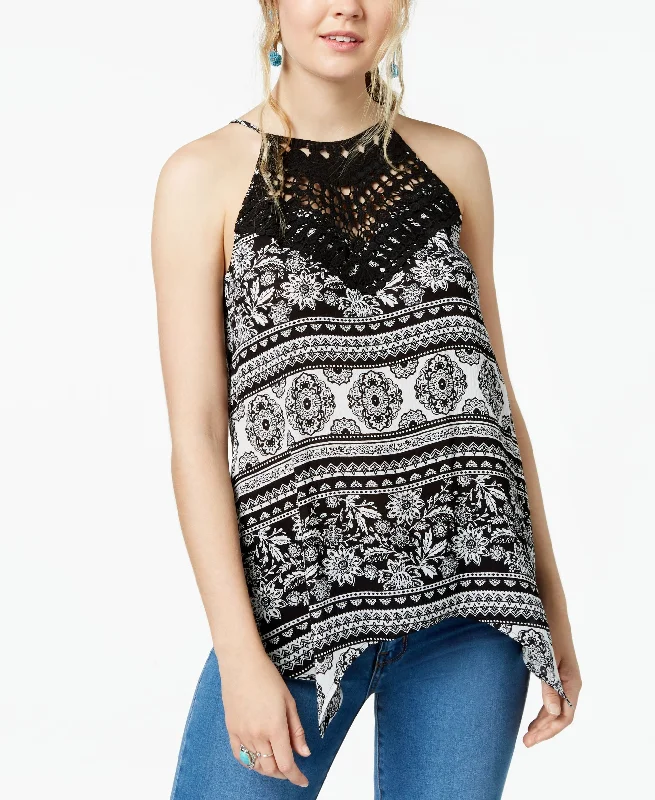 Bcx Juniors Printed Crochet Tank Top slim fit tank