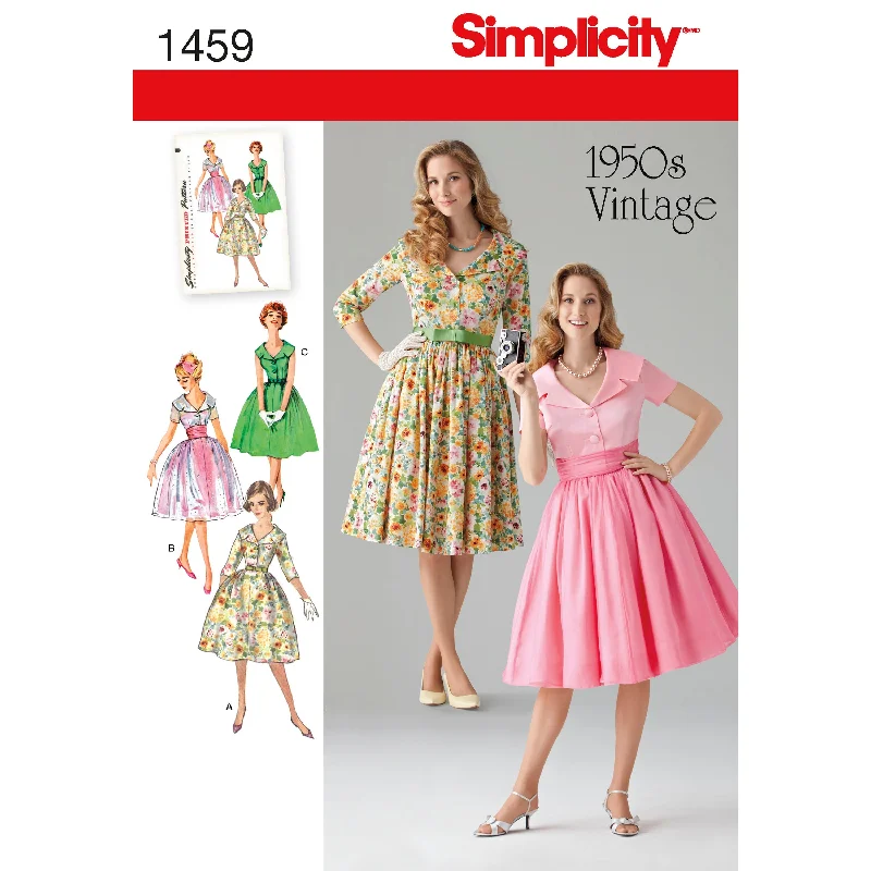 Simplicity Pattern 1459  Women's and Petite 1950's Vintage Dress Casual Short Summer
