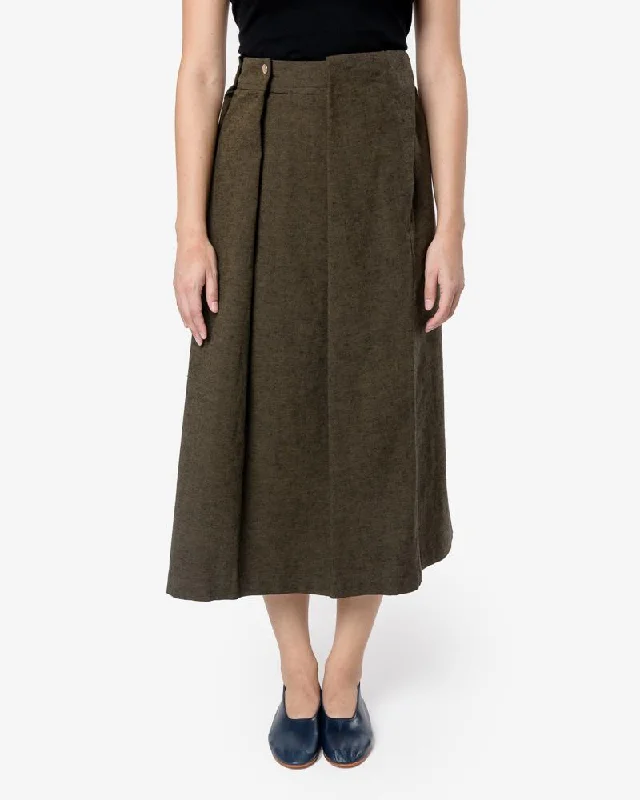 Sopy Skirt in Army Green silk skirt smooth