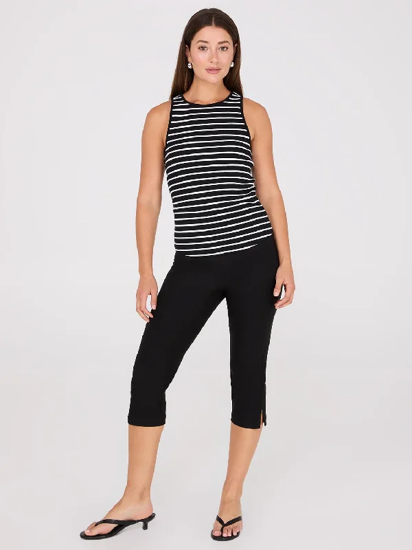 Capri Pants With Slit Hem Casual Yoga Pants