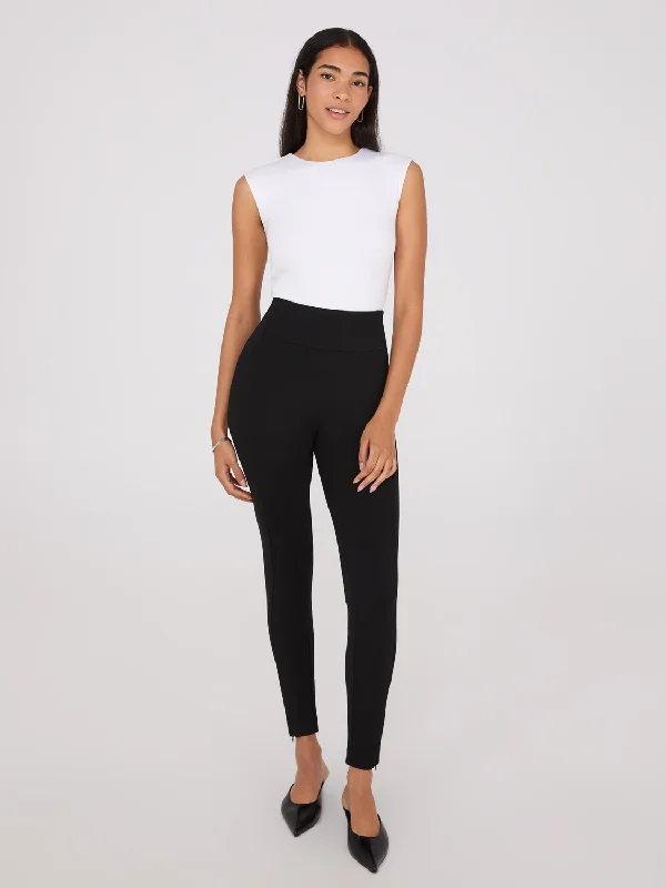 Zipper Hem Skinny Leg Pants Soft Wool Pants