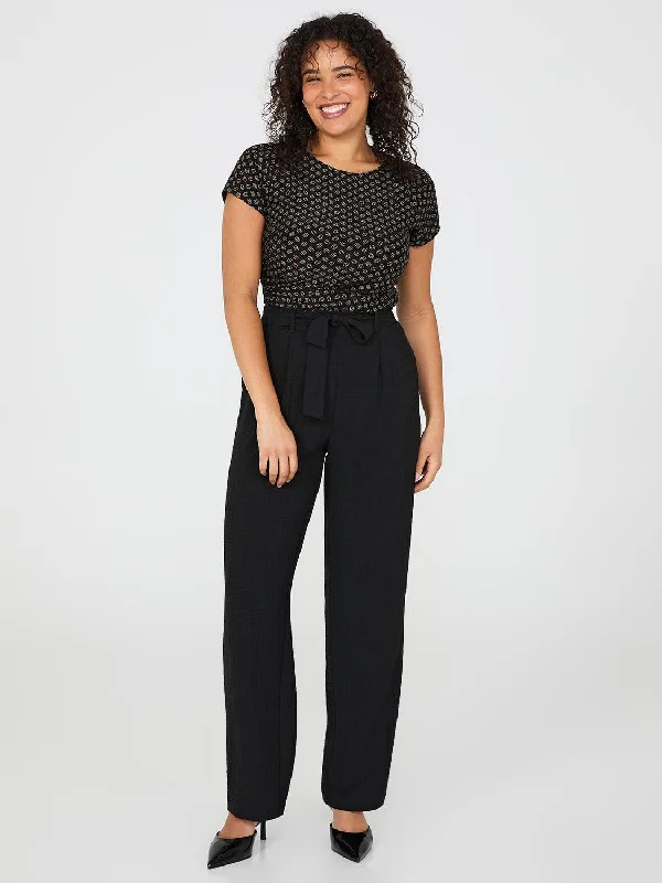 Dobby Stripe Straight-Leg Pants Chic Capri Pants