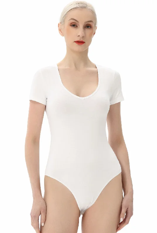 Kimi + Kai Women's Sweetheart Neck Basic Bodysuit Stylish Low-Cut Bodysuit