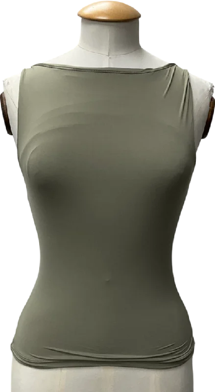 Urban Outfitters Green Lia Slinky Slash Neck Tank Top UK XS ivory tank top