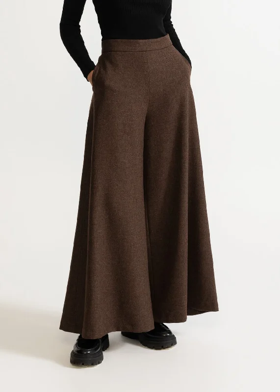 Women's Palazzo Wool Pants  Mocha Brown Stylish Harem Pants