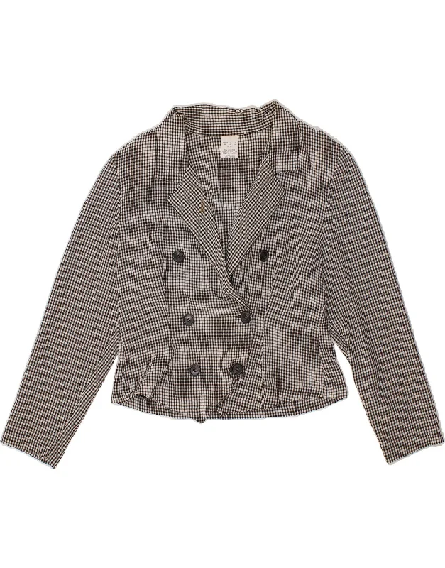 VINTAGE Womens Double Breasted Blazer Jacket UK 14 Large Black Gingham Corduroy Jacket Velvet Jacket Brocade Jacket