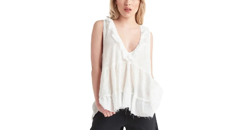 Petite Ruffled Babydoll Tank Top lemon yellow tank