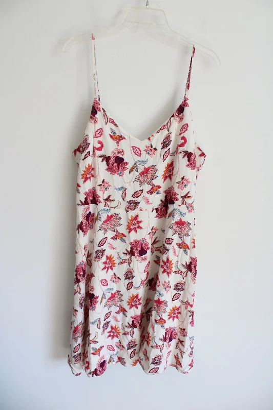 LOFT White Pink Floral Paisley Dress | 14 Tunics Polka dots