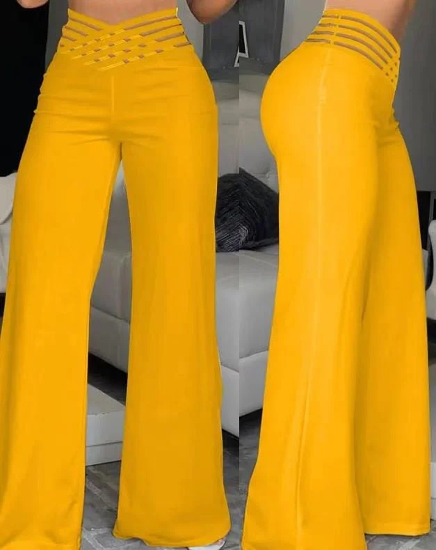 Women's Solid Color Pant 494650 Stylish Slim Trousers
