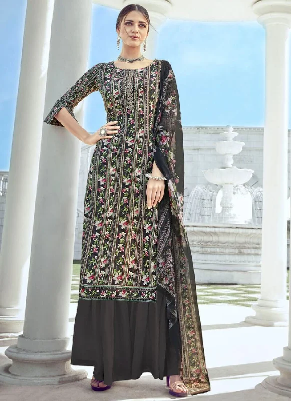Multi Pure Crepe Palazzo Dress Tunics Long Elegant