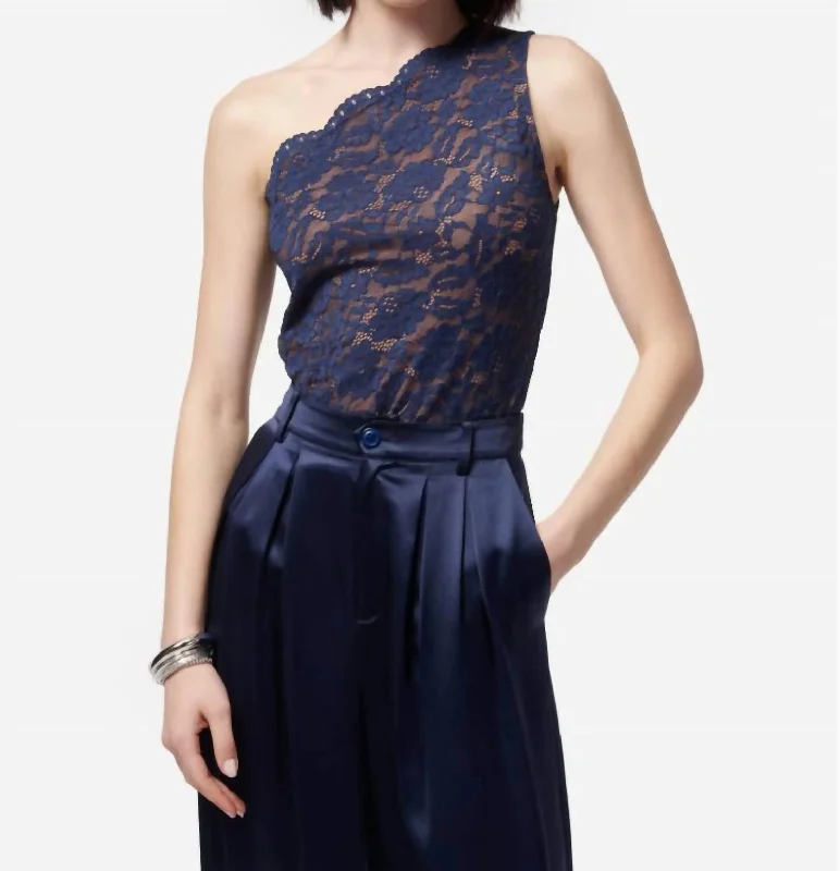 Cornella Bodysuit In Storm Stylish Bodysuit with Lace Detail