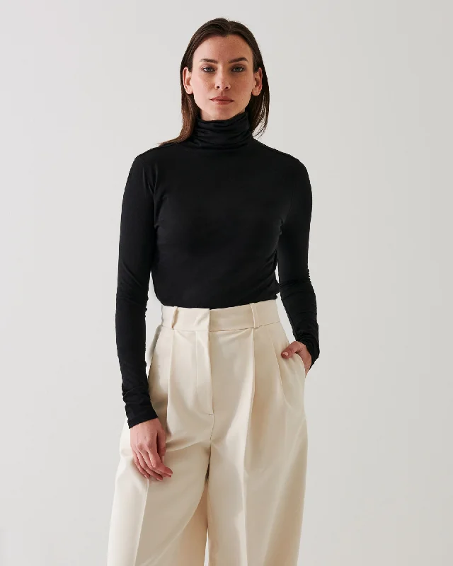 Fitted Funnel Neck Sweater Spandex Rayon Corduroy