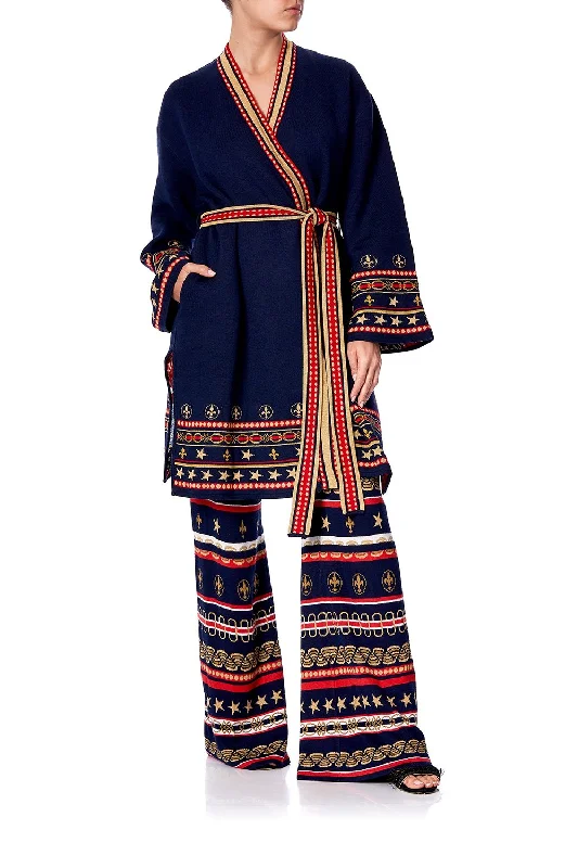 KNITTED JACKET WITH BELT COSTUME PARTY Striped Jacket Polka Dot Jacket Floral Jacket