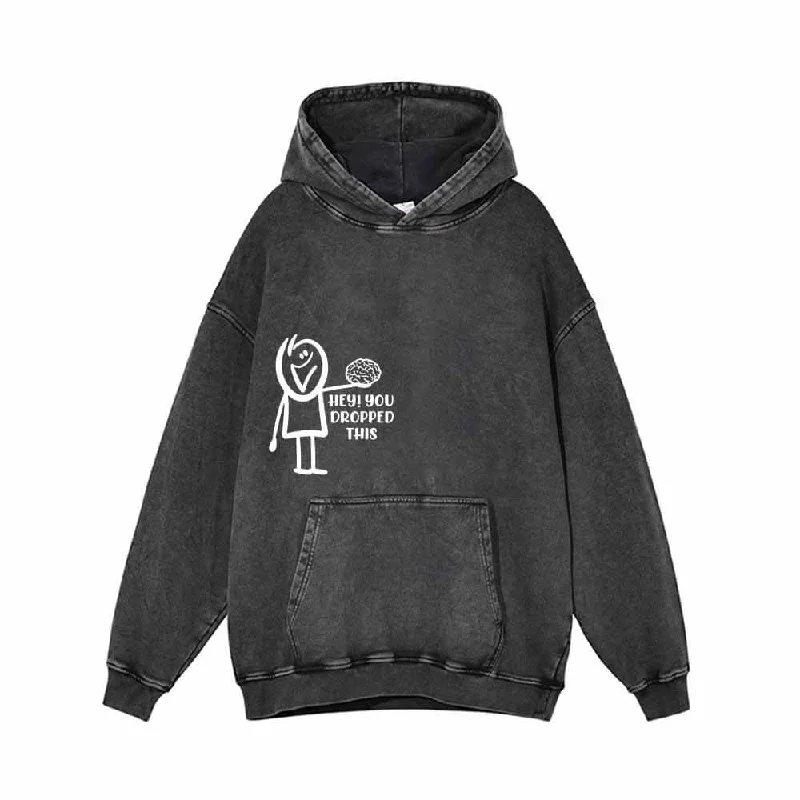 Hey You Dropped This Vintage Washed Hoodie Hoodie with Fur Luxurious Winter