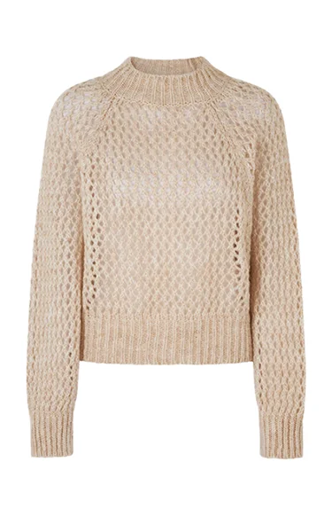 Second Female Open Weave Sweater Cream Ribbed Striped Patterned