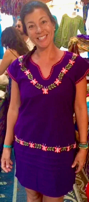 Rocio Traditional Embroidered Mexican Floral Dress Tunics Versatile functional