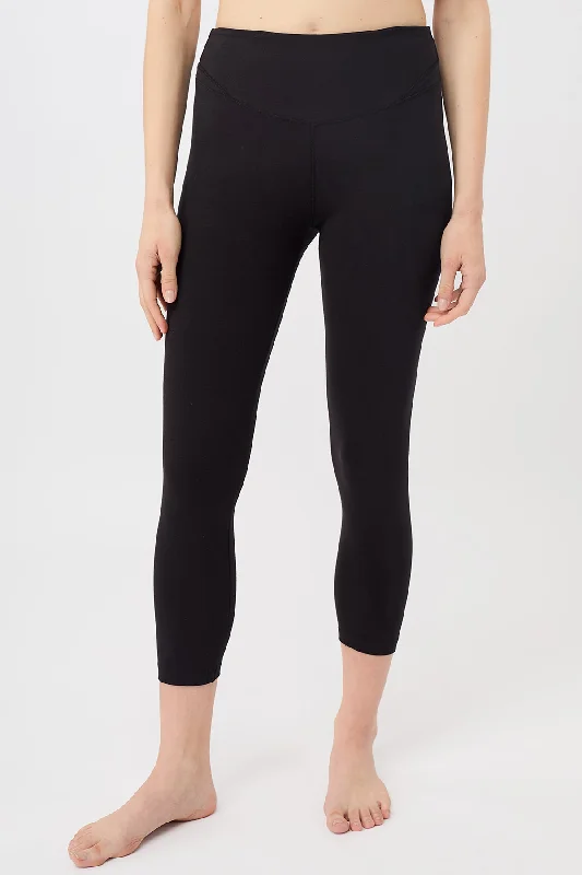 Cropped Yoga Pant Black Formal Linen Trousers