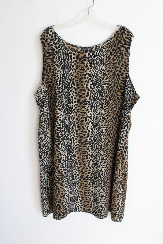 Limited Apparel Inc. Vintage Green Cheetah Print Chiffon Dress | 2XL Tunics Spring floral
