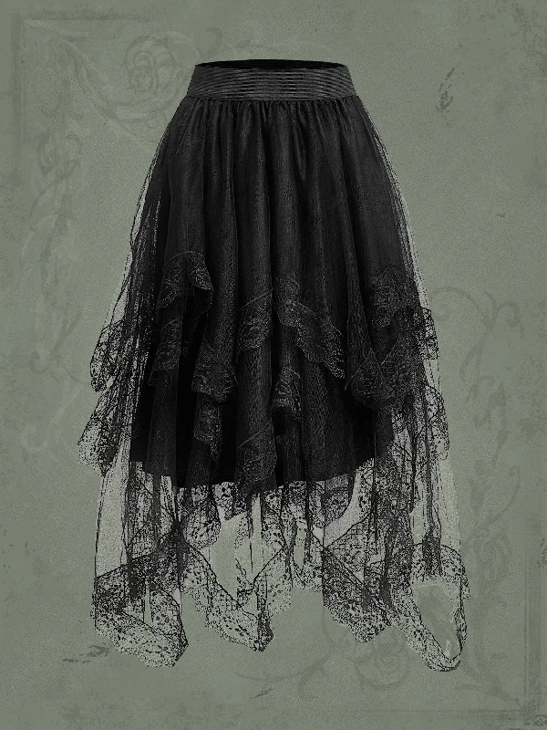 Witchy Gothic Lace Mesh Skirt pencil skirt chic