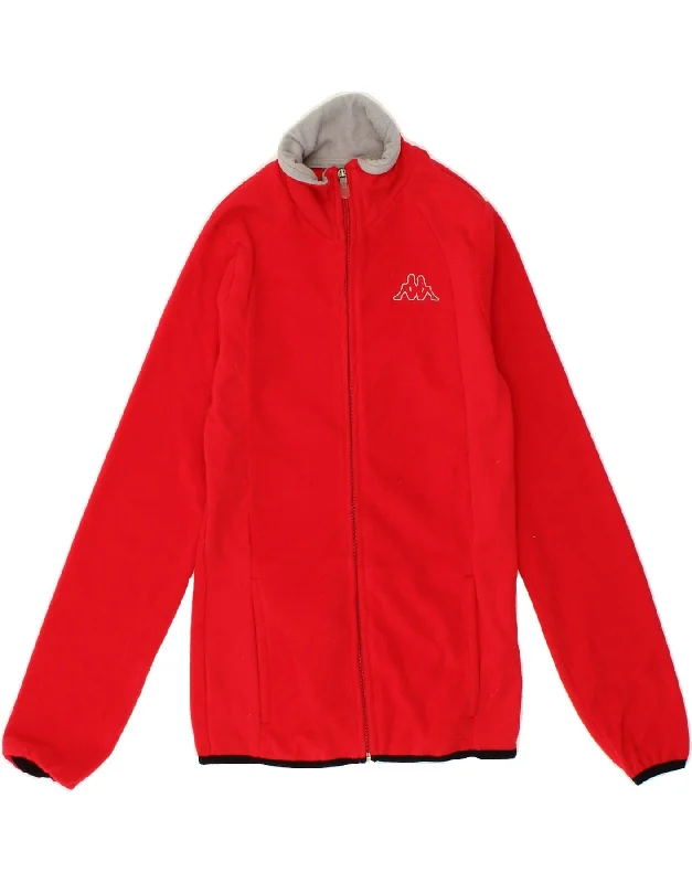 KAPPA Womens Fleece Jacket UK 10 Small Red Polyester Snapped Jacket Toggled Jacket Drawstring Jacket