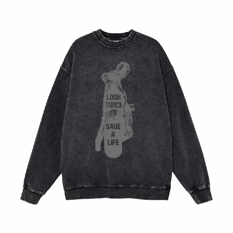 Look Twice Save A Life Motorcycle Biker Sweatshirt Hoodie with Hood Adjustable Protection