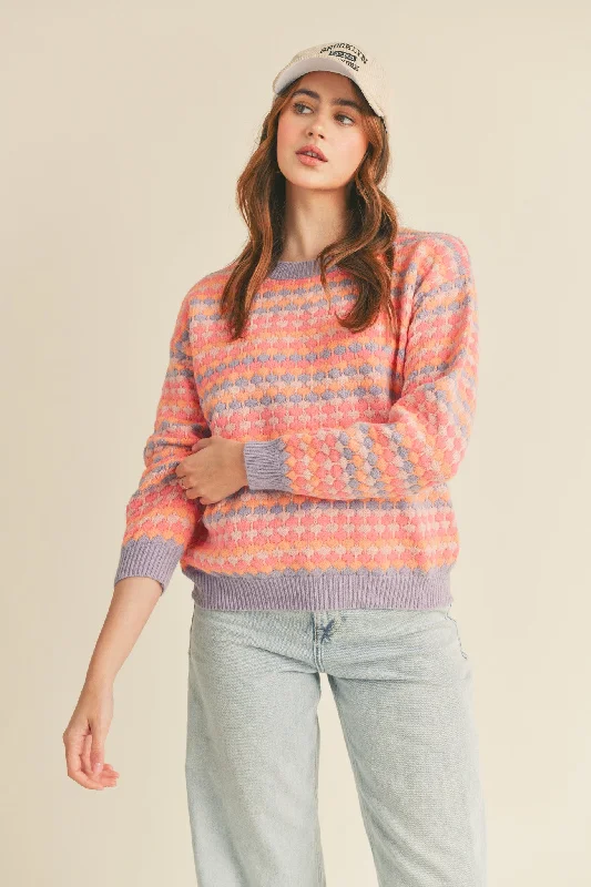 Sweater | Lavender Multi Zippered Front Buttoned Front Snap Front