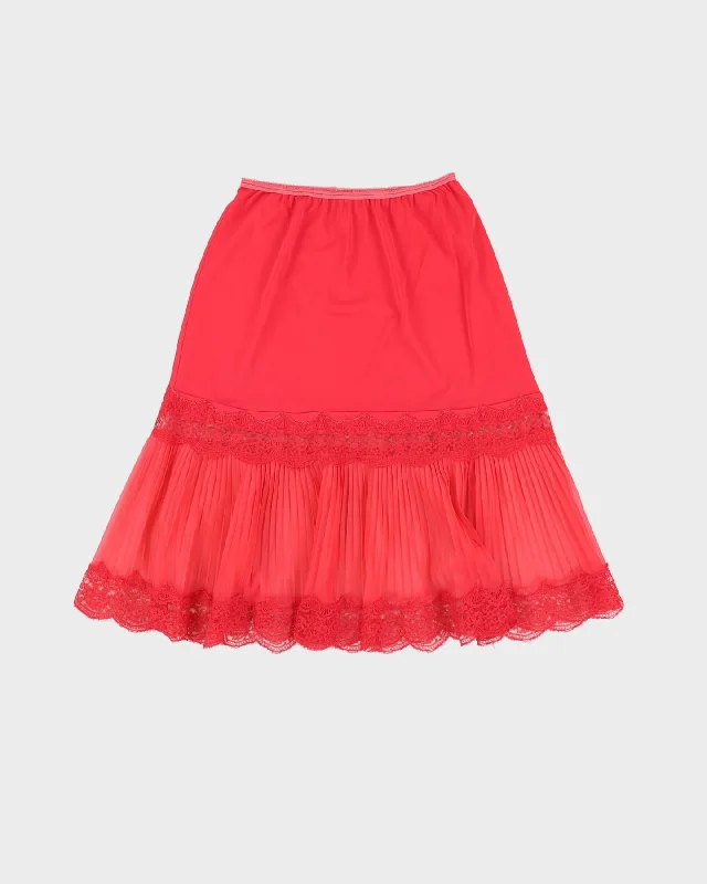 Vintage Pink Lace Detailed Lingerie Skirt - S lace skirt intricate